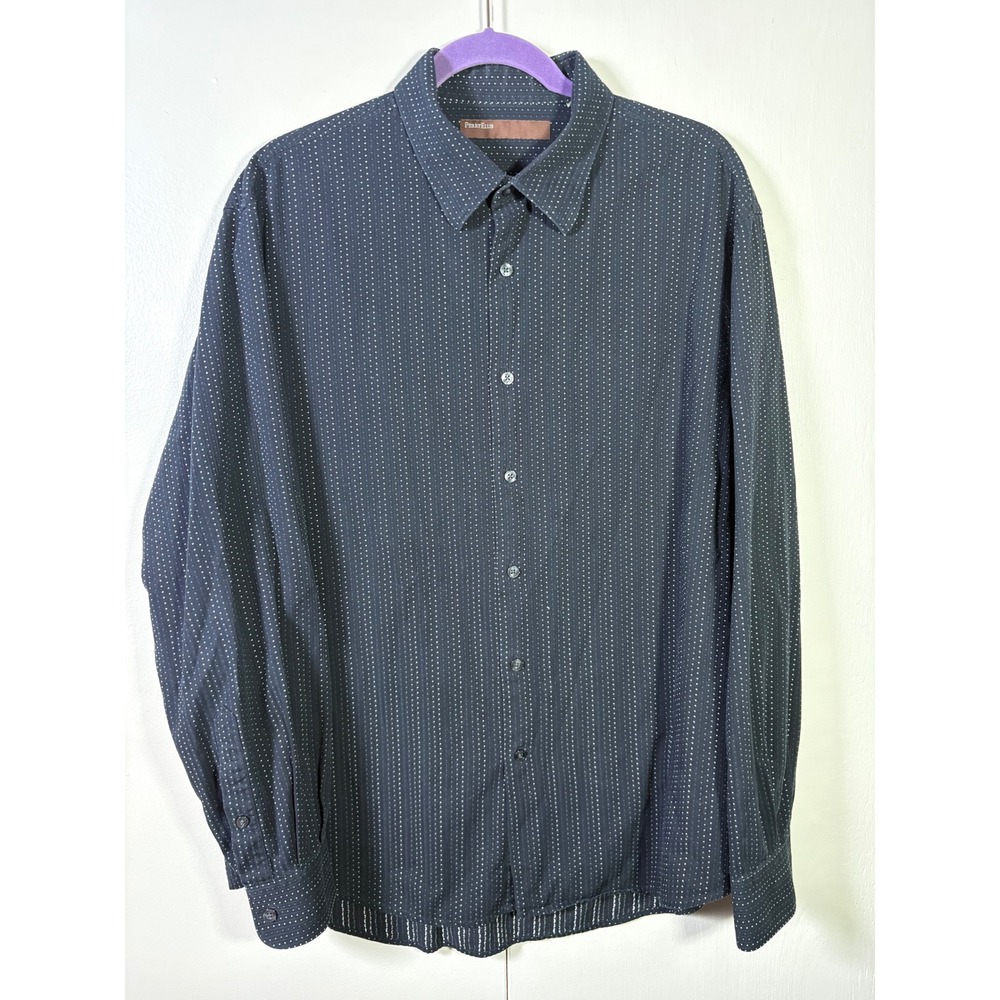 Perry Ellis Mens Black Micro Dot Button Down Shirt Long Sleeve Dress Casual XXL